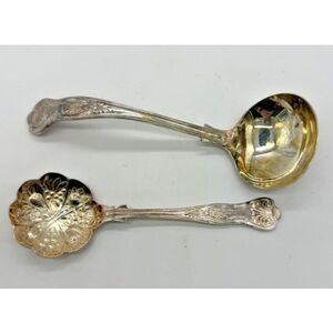 Vintage EPNS Silver‎ Plate Ladles Ornate Sheffield England Floral Repousse Set